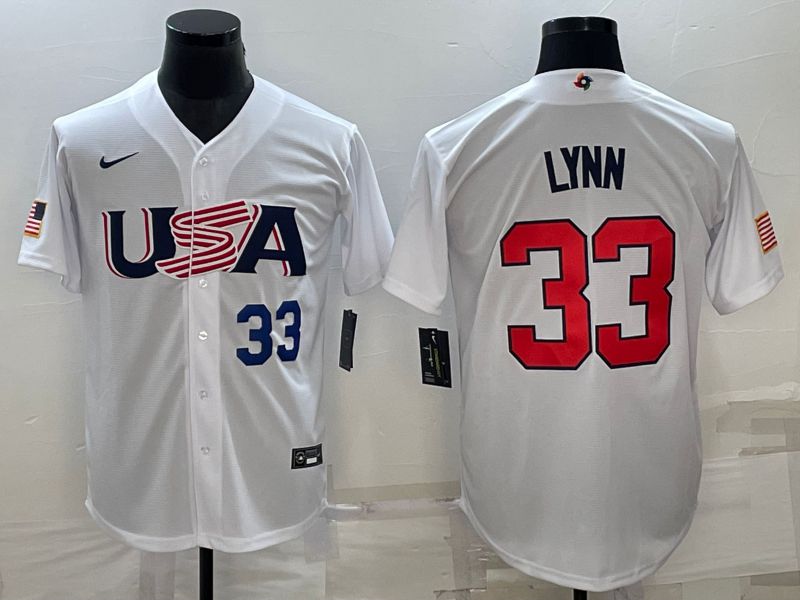 Men 2023 World Cub USA 33 Lynn White Nike MLB Jersey